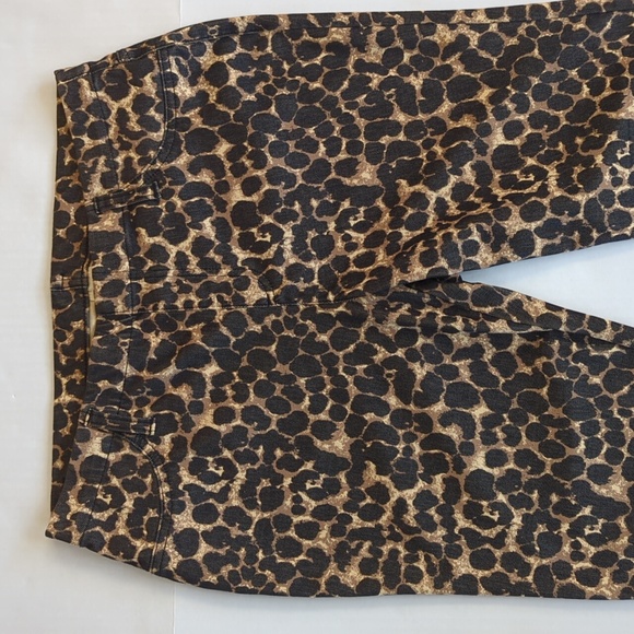 Faded Glory Cheetah Print Skinny Ankle Pants L Black Brown 12-14 - Picture 5 of 11